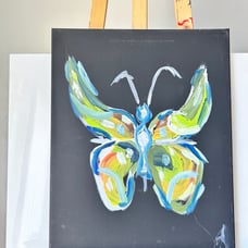 Green butterfly painting 16x20
