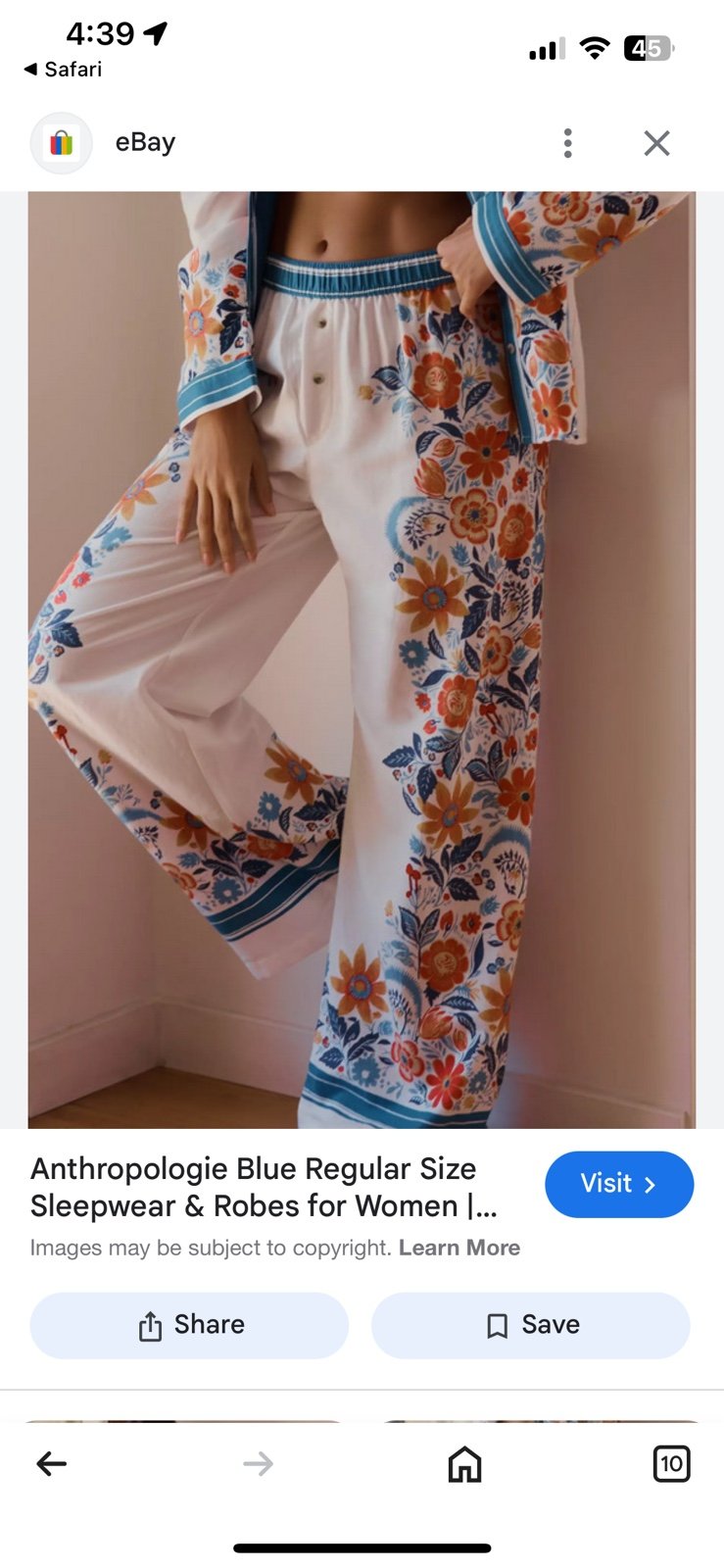 NWT Anthropologie Pants Women’s XS White/Blue Floral Sleep Wide Leg Boho Flowy