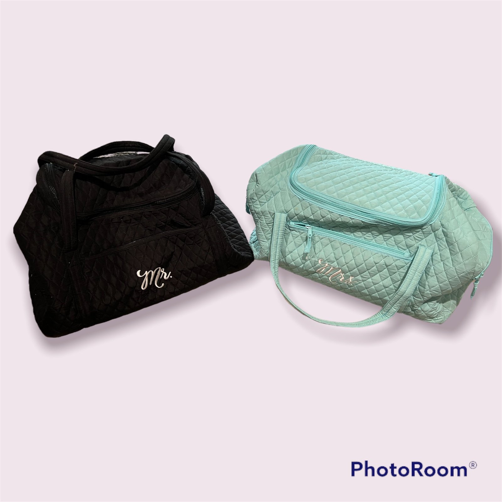 Mr and Mrs weekend bag set.