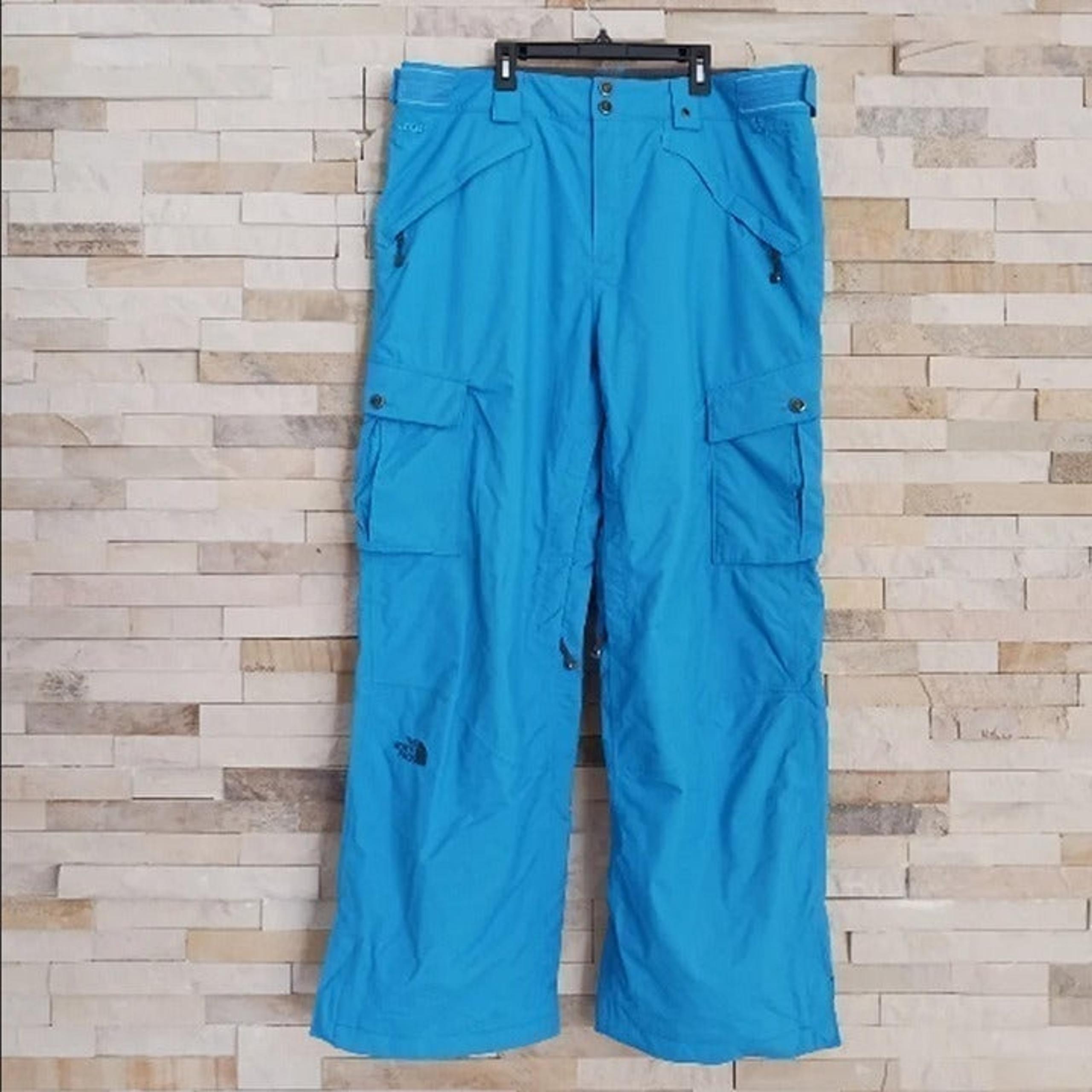 North Face Mens Large Blue Ski Snowboard Snow Pants Winter Waterproof Skiing Bib
