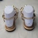 kate spade Imani Gold Faux Pearl Jeweled Thong Open Toe Ankle Strap Sandals 9.5