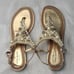 kate spade Imani Gold Faux Pearl Jeweled Thong Open Toe Ankle Strap Sandals 9.5