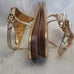 kate spade Imani Gold Faux Pearl Jeweled Thong Open Toe Ankle Strap Sandals 9.5
