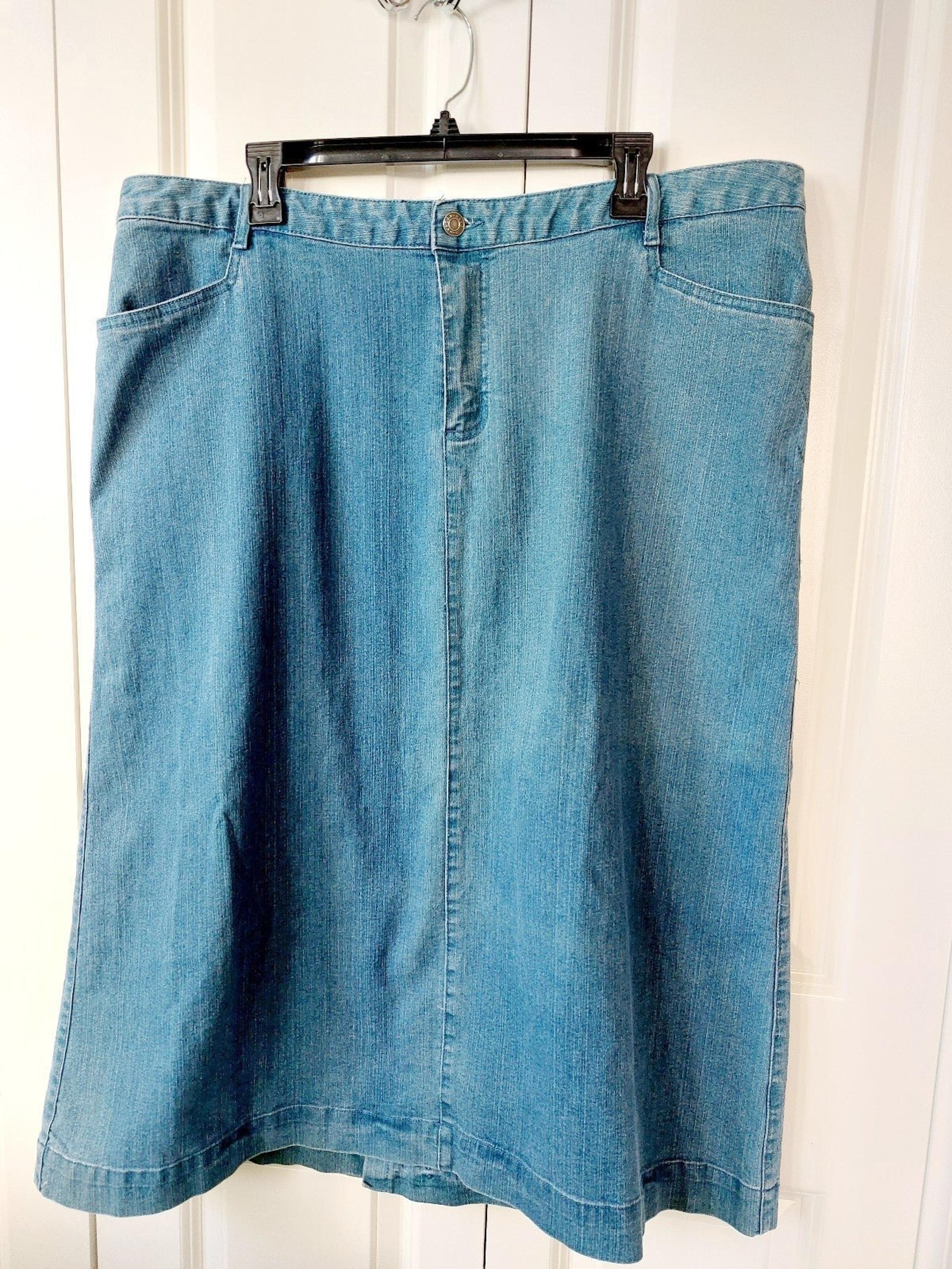 NWT 2 Pocket Denim Maxi Skirt Button Slit size 18W CJ Banks