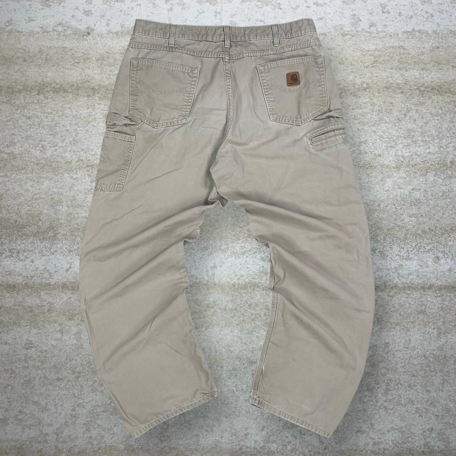 Vintage Carhartt Carpenter Pants Tan Canvas Baggy Wide Leg Fit Painters 90s