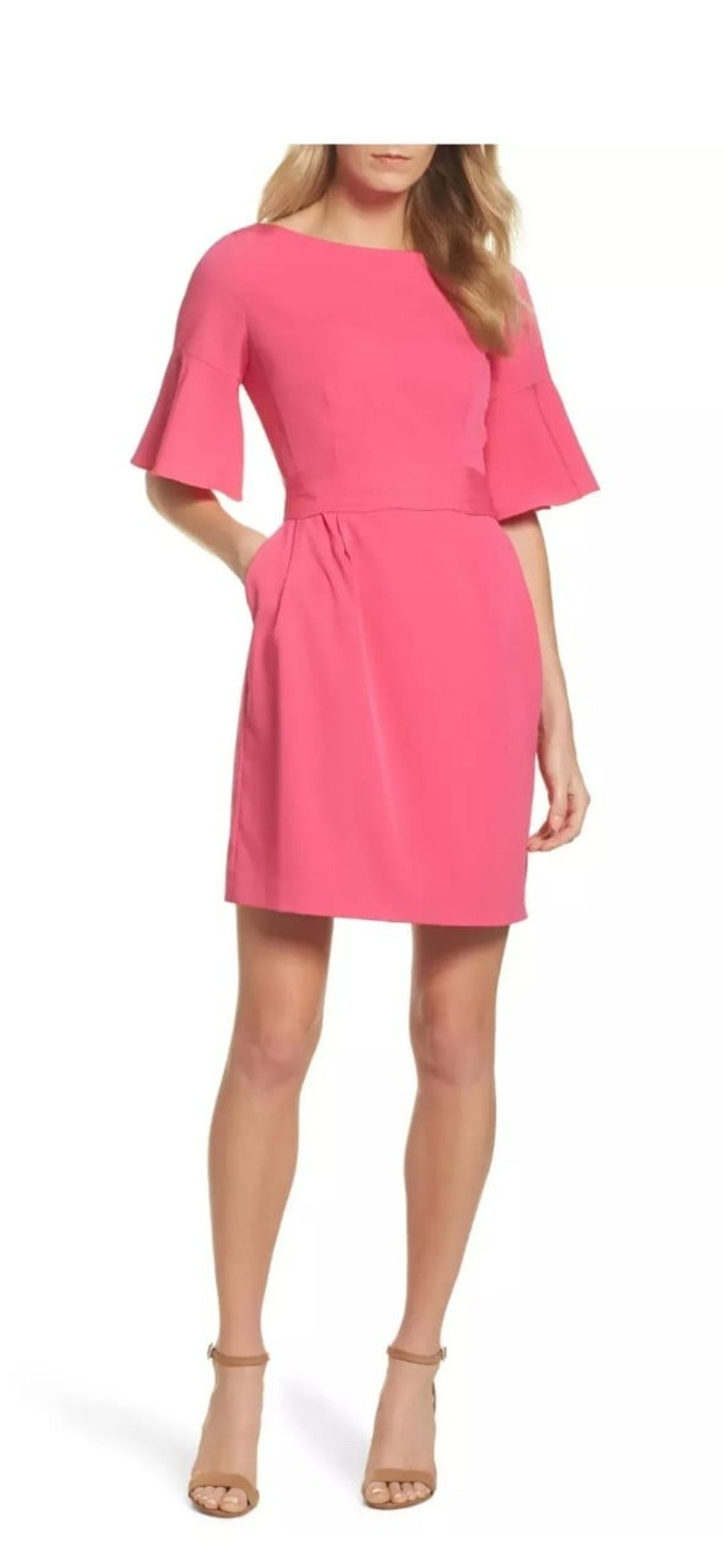 Eliza J Bell Sleeve Sheath Dress Size 10  Pink
