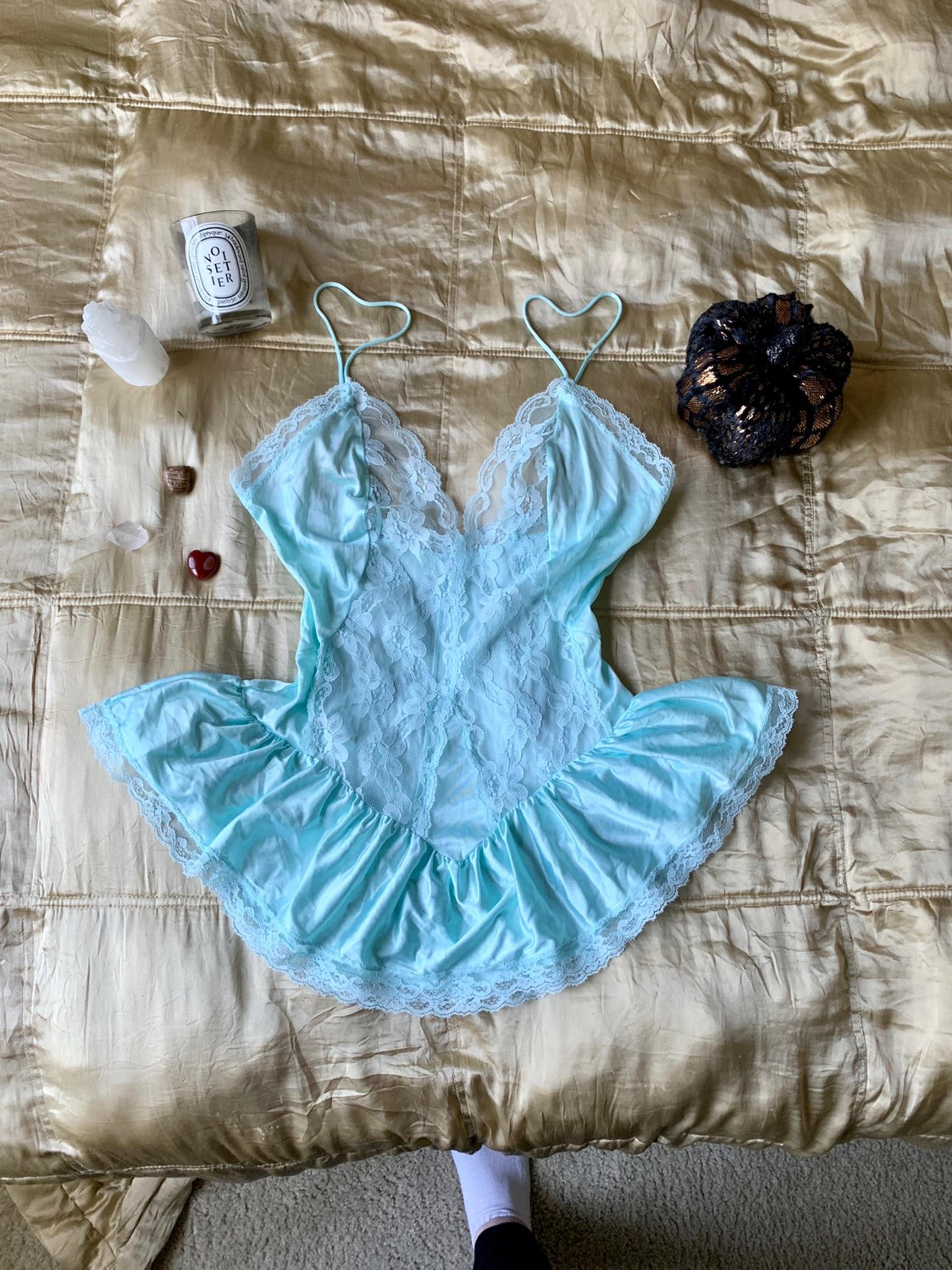 baby blue ruffles and lace camisole