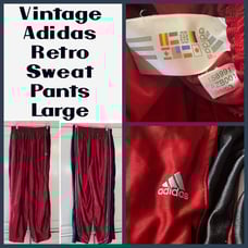 Adidas Track Pants Men L Red Vintage Retro Metallic Shimmer Athletic Old School