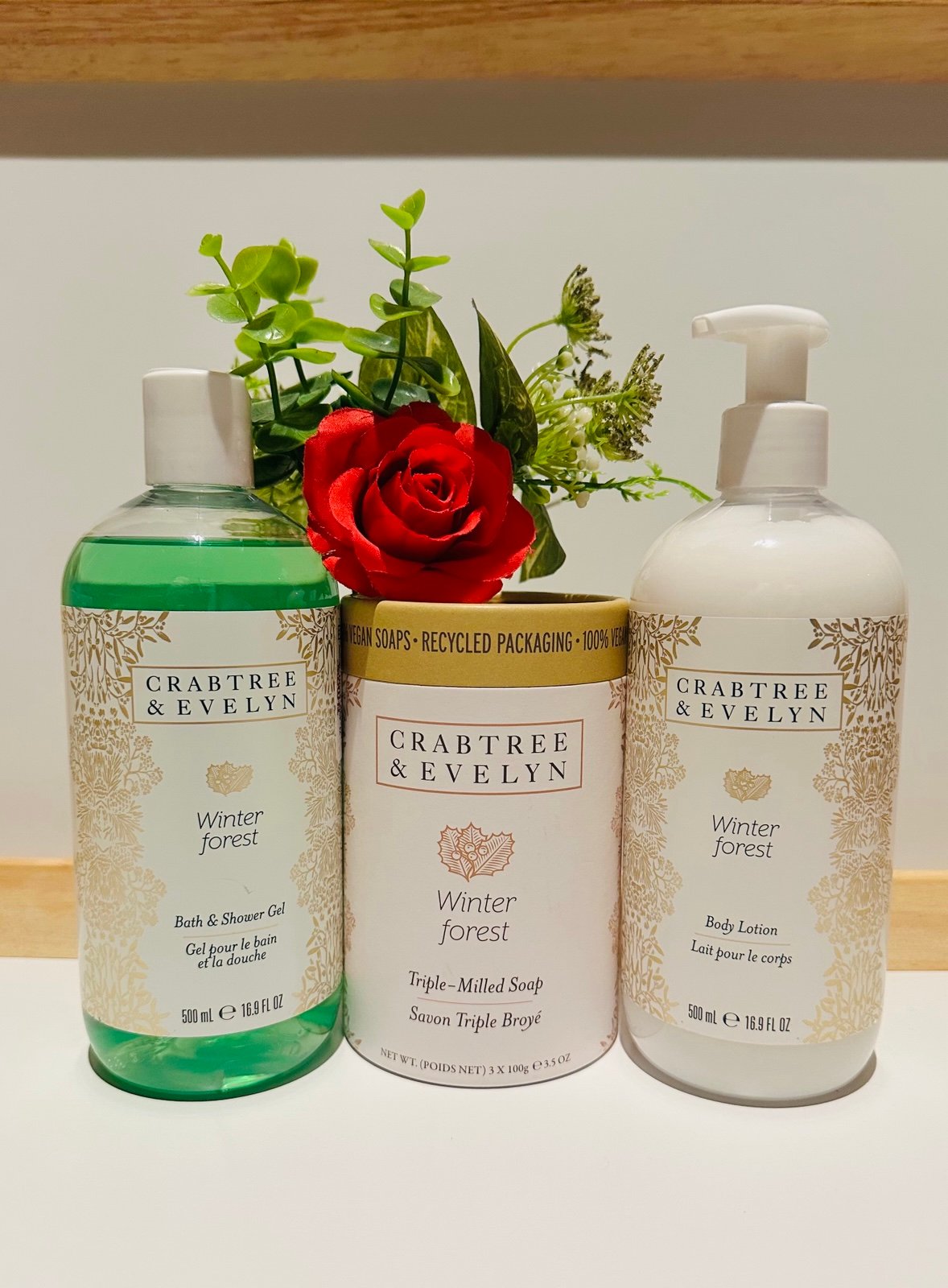 Crabtree & Evelyn Body Lotion Shower Gel Soap Bundle - Winter Forest