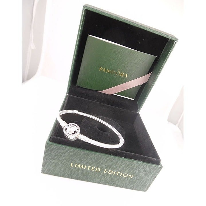 POETIC BLOOMS Authentic PANDORAL Floral ENAMEL Spring Bracelet Sz 9.1 590744CZ