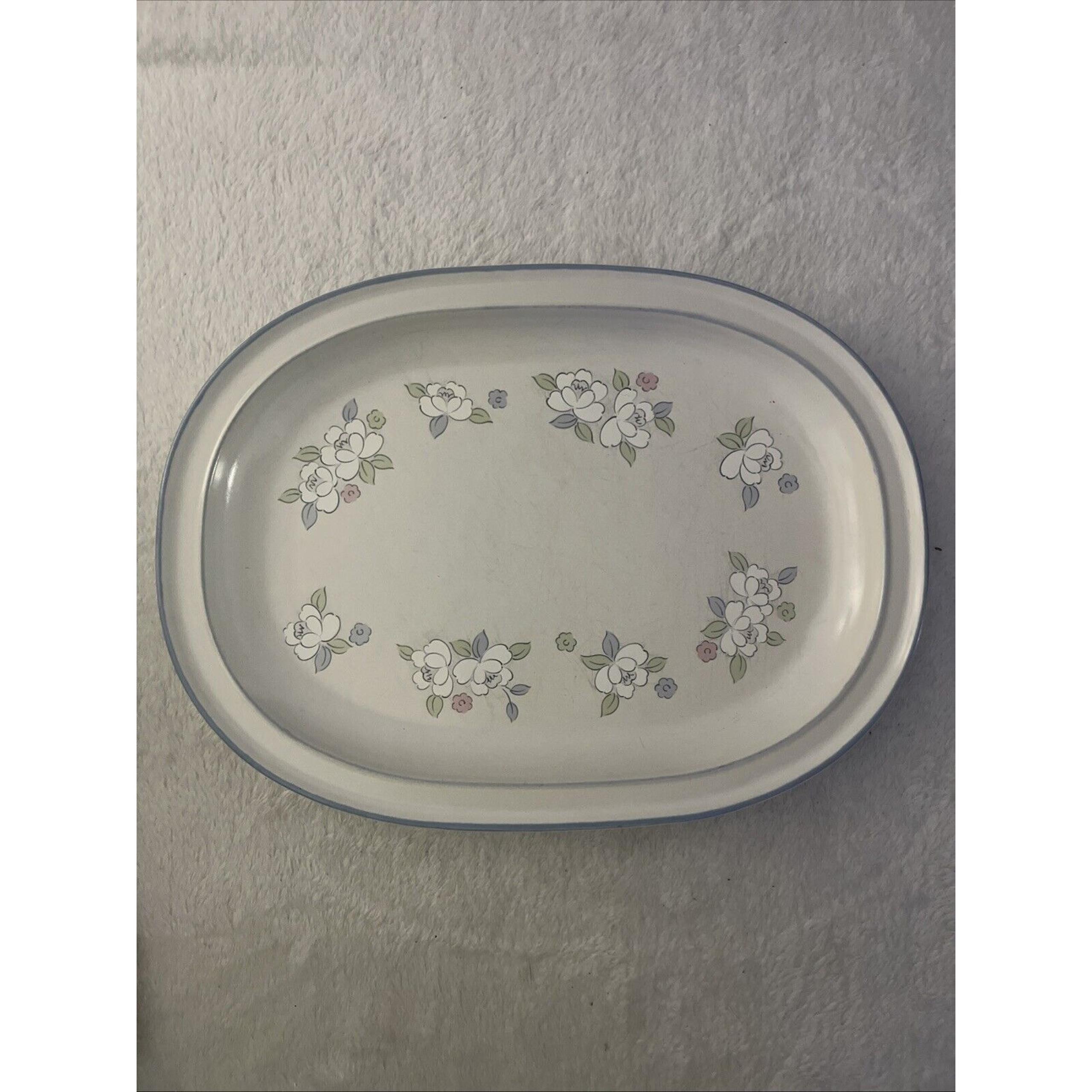 Hearthside Stoneware Fleur De Lune Chantilly 12.75" Floral Oval Platter
