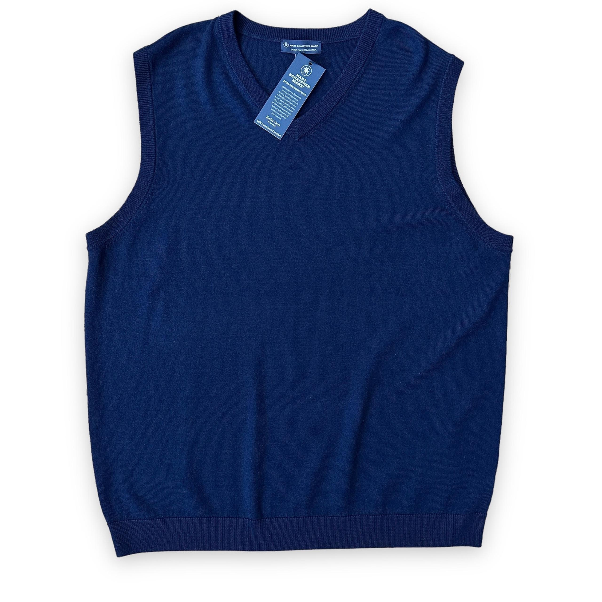 Hart Schaffner Marx Extra Fine Merino Wool Sweater Vest Mens Size 2XB Blue