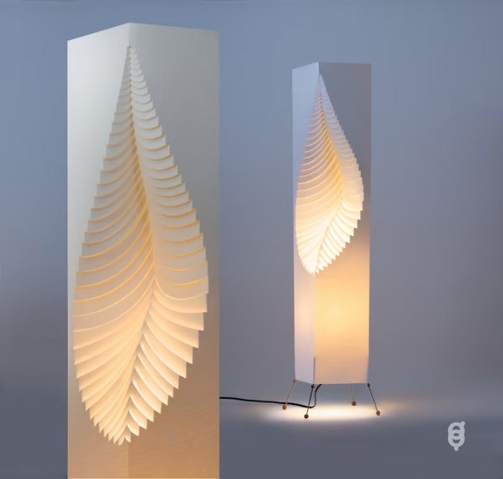 95*5 Leaf Floor Lamp - 107 cm (3'6) On Wire Stand, Handmade Modern Living Room