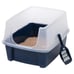 Open-Top Cat Litter Box with Shield and Scoop, Navy