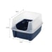 Open-Top Cat Litter Box with Shield and Scoop, Navy