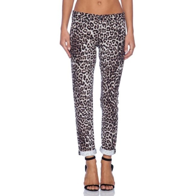 Rag & Bone Womens 29 Snow Leopard Print Boyfriend Jeans Mid Rise Denim Pockets