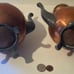 Set of 2 Copper and Silver Teapots, Kettles, Coffee, Pewter, Quality, Heavy Duty