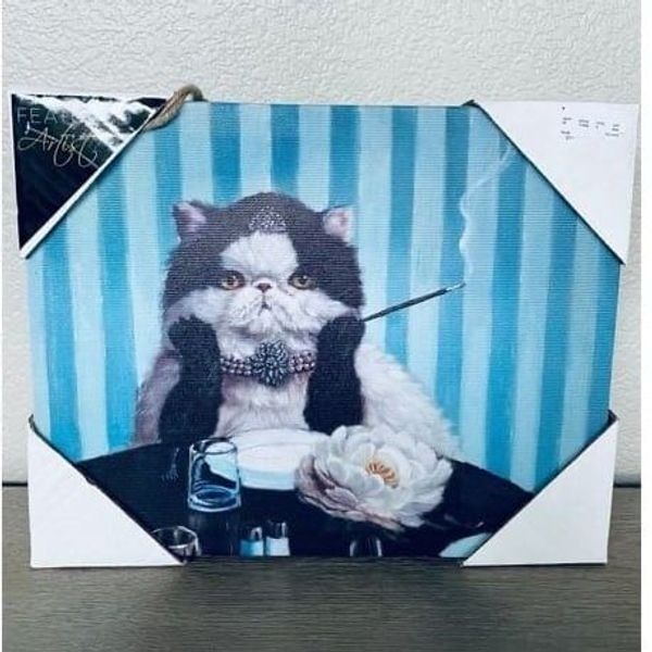 Vintage Glam Fancy Cat Canvas Wall Art Painting
