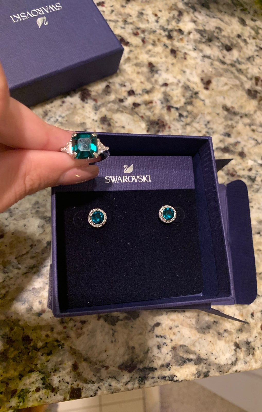 swarovski earrings and ring set