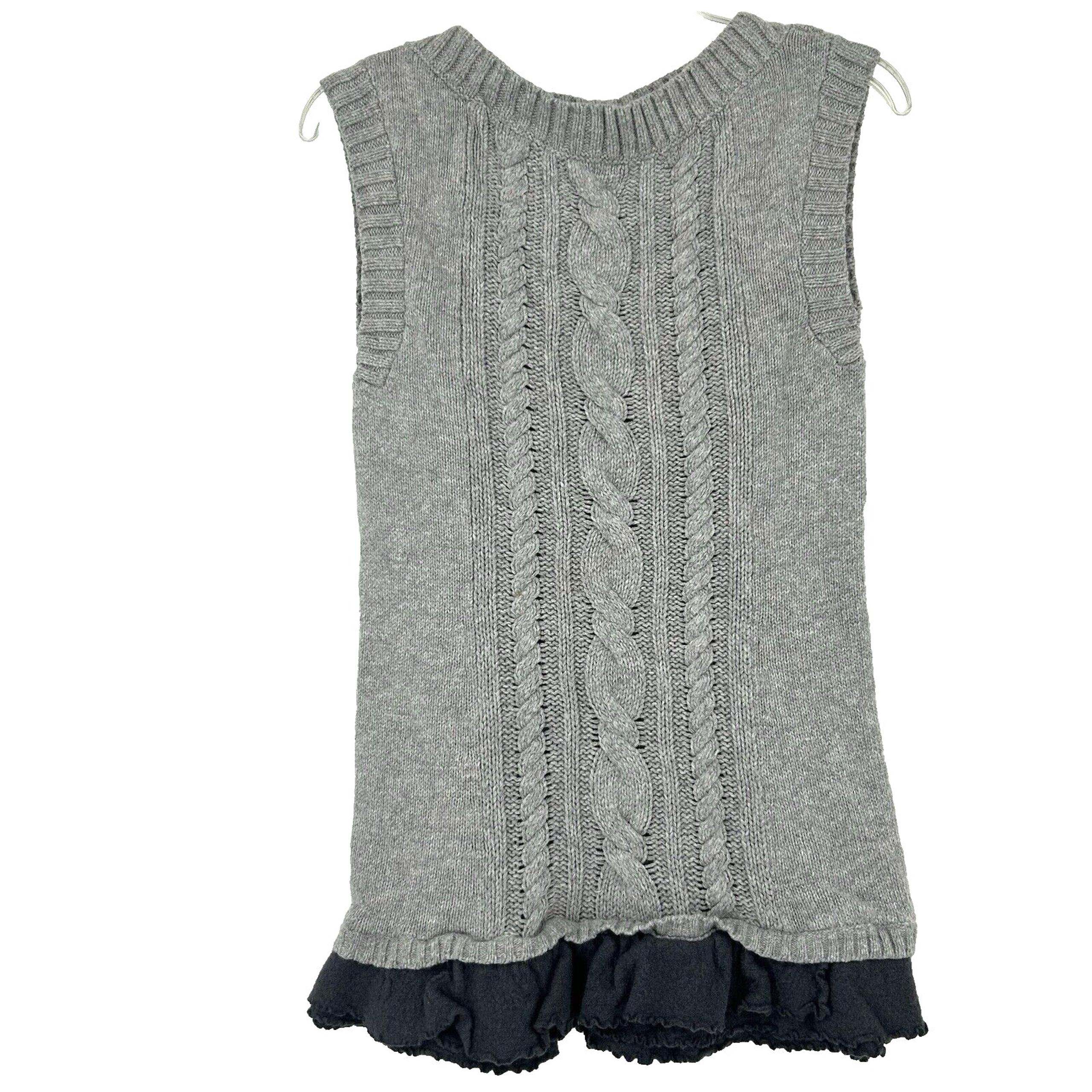 Anthropologie Moth Cable Knit Tunic Sweater Sleeveless Gray Wool Blend Size S