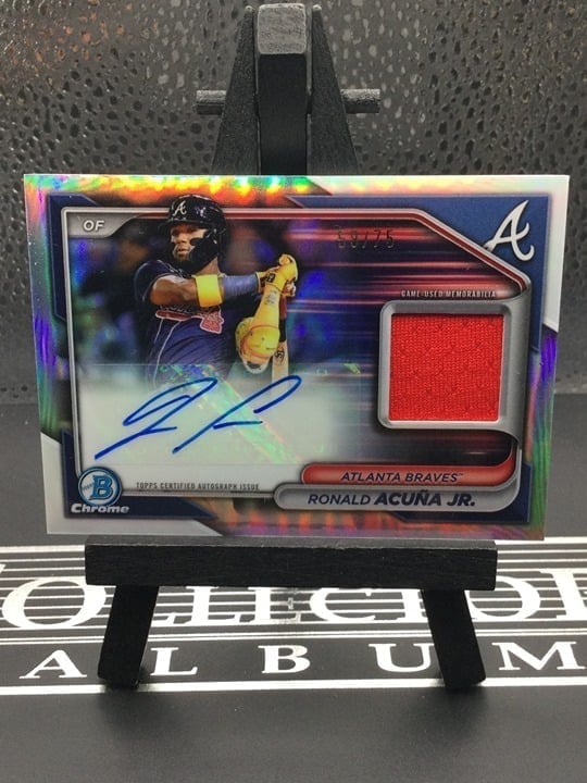 RONALD ACUNA JR. 2024 BOWMAN CHROME JERSEY AUTO REFRACTOR BRAVES RELIC 59/75