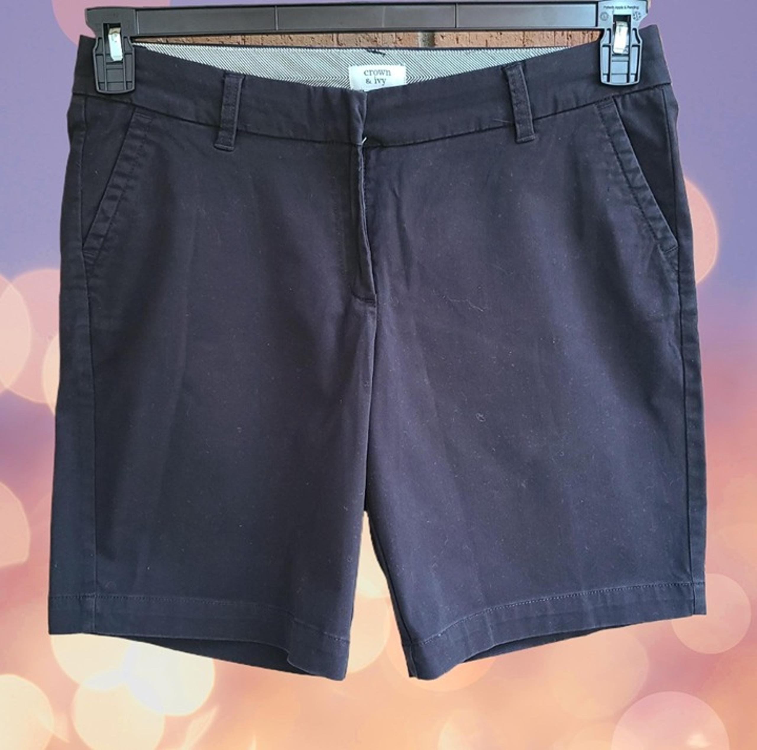 crown & ivy Women's Casual Bermuda Shorts - Caroline fit Black Size 8