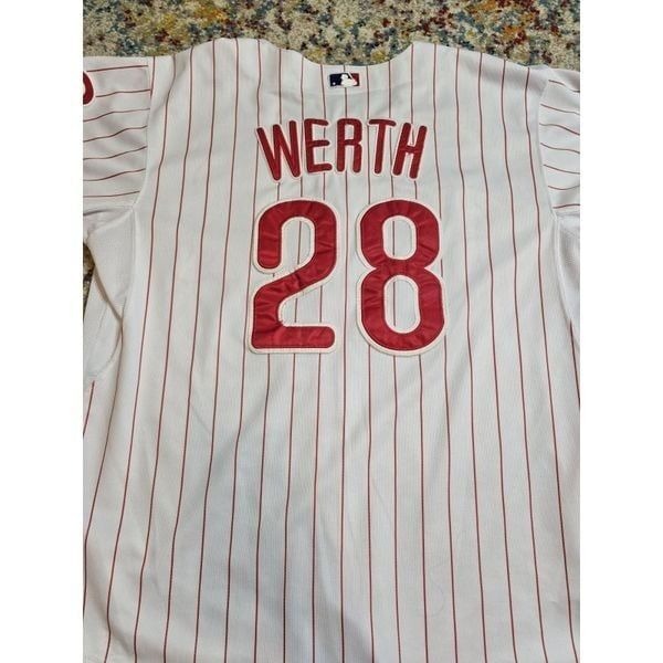 Jayson Werth #28 Philadelphia Phillies 2008 World Series Home Jersey Men's XL 50