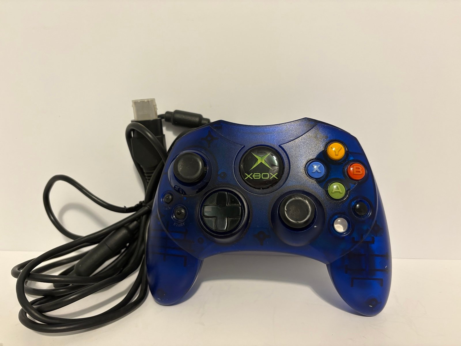 OG Xbox blue Controller S Type OEM W Breakaway Cable Tested CLEAN FREE SHIPPING