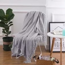 Fall Blanket Luxury Throw Extra Soft Blue Gray Silver Gray