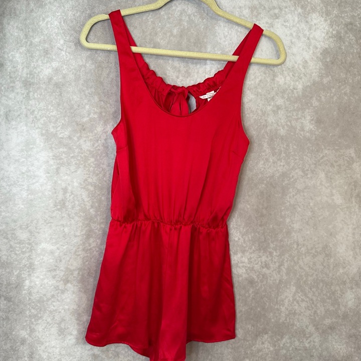 NWT VICTORIA'S SECRET Satin Sleep Romper with Back Bow Women’s Size XS Red
