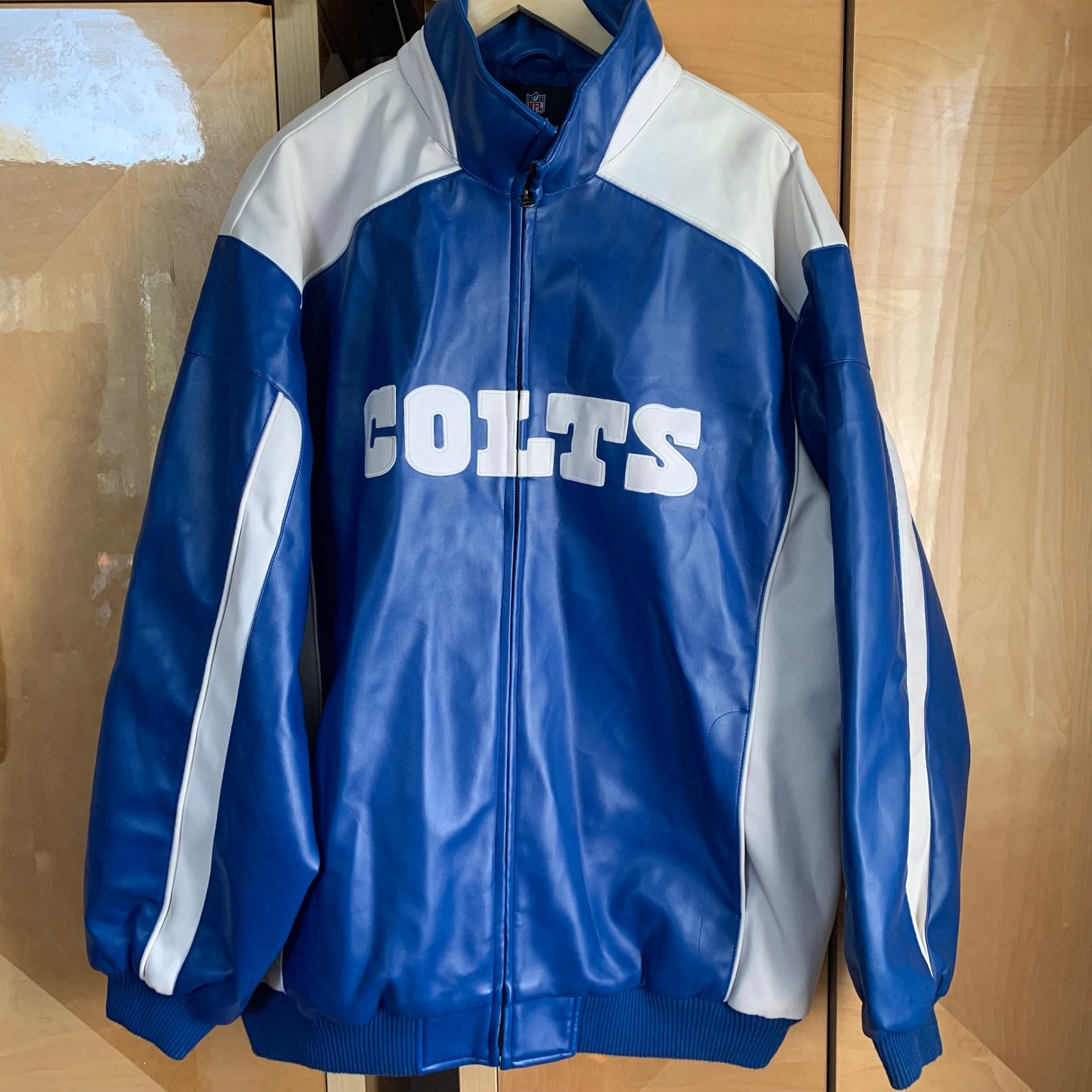 indianapolis colts Faux Leather PVC Jacket NFL Apparel Size XL