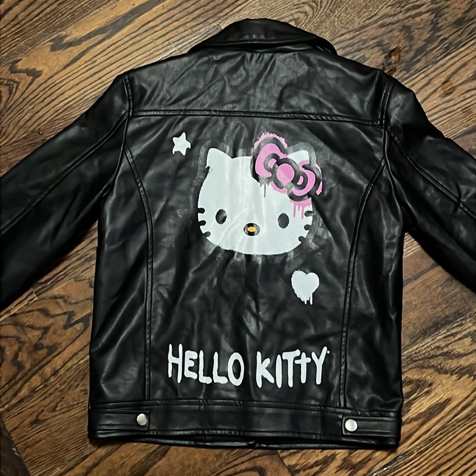 Hello Kitty And Friends Black Moto Faux Leather Jacket