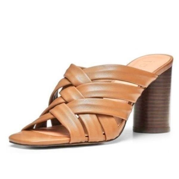 Joie Mules Size 7 Brown Leather Crisscross Stacked Block Heel
