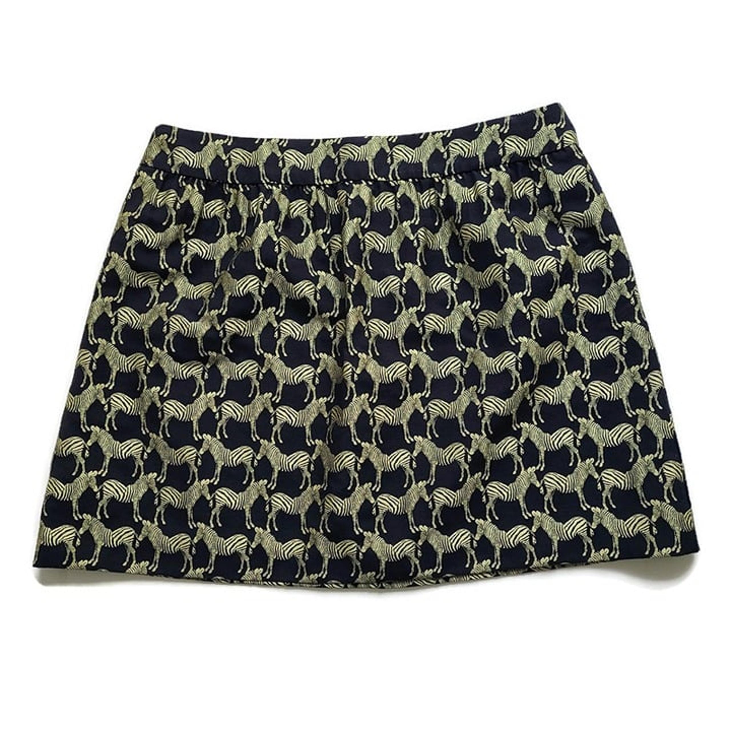 Crown & Ivy Black Gold Zebra Print Skirt 16 Jacquard Above Knee Lined A-line Fun