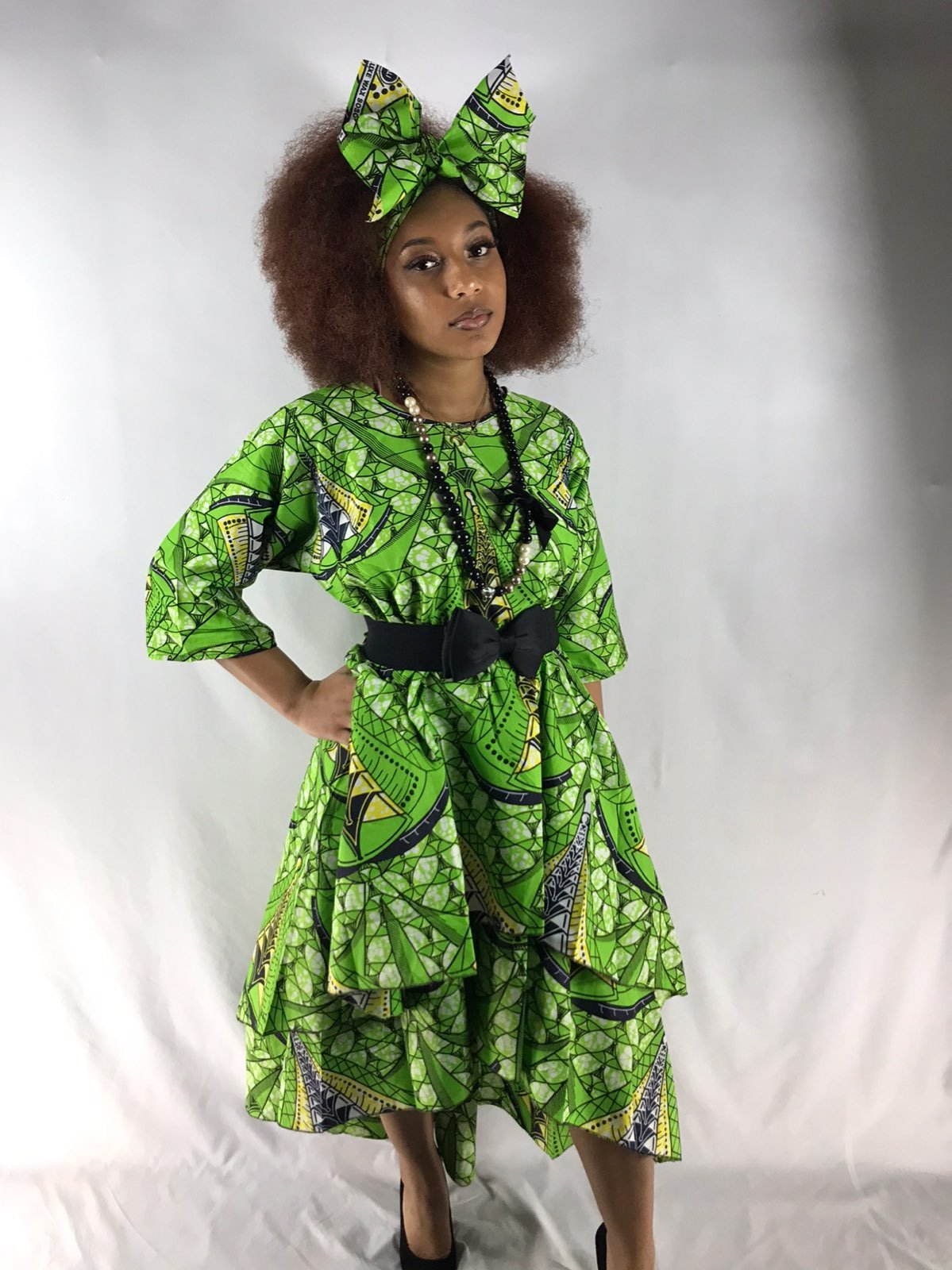 African print hi/low dress