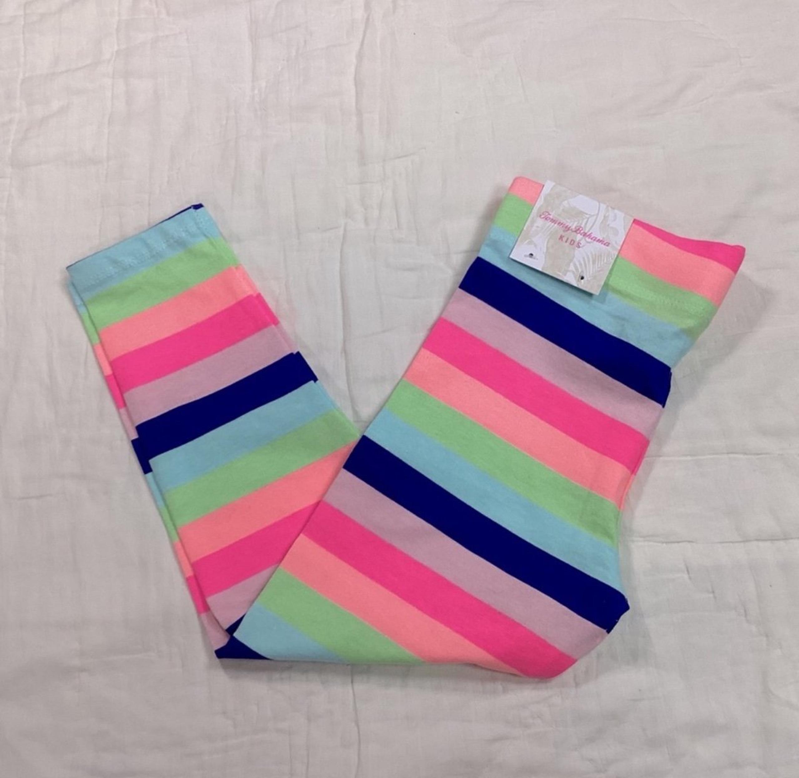 NWT Girls Tommy Bahama Bright Multicolor Stripe Leggings XS 4