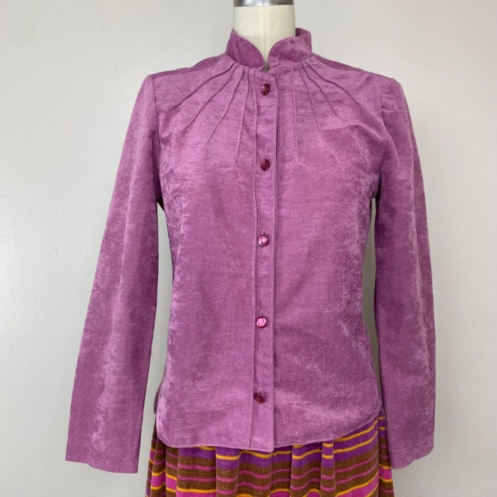 Vintage 1980s Lavender Velveteen Jacket, Pablo Collection, Size XS/S Petite