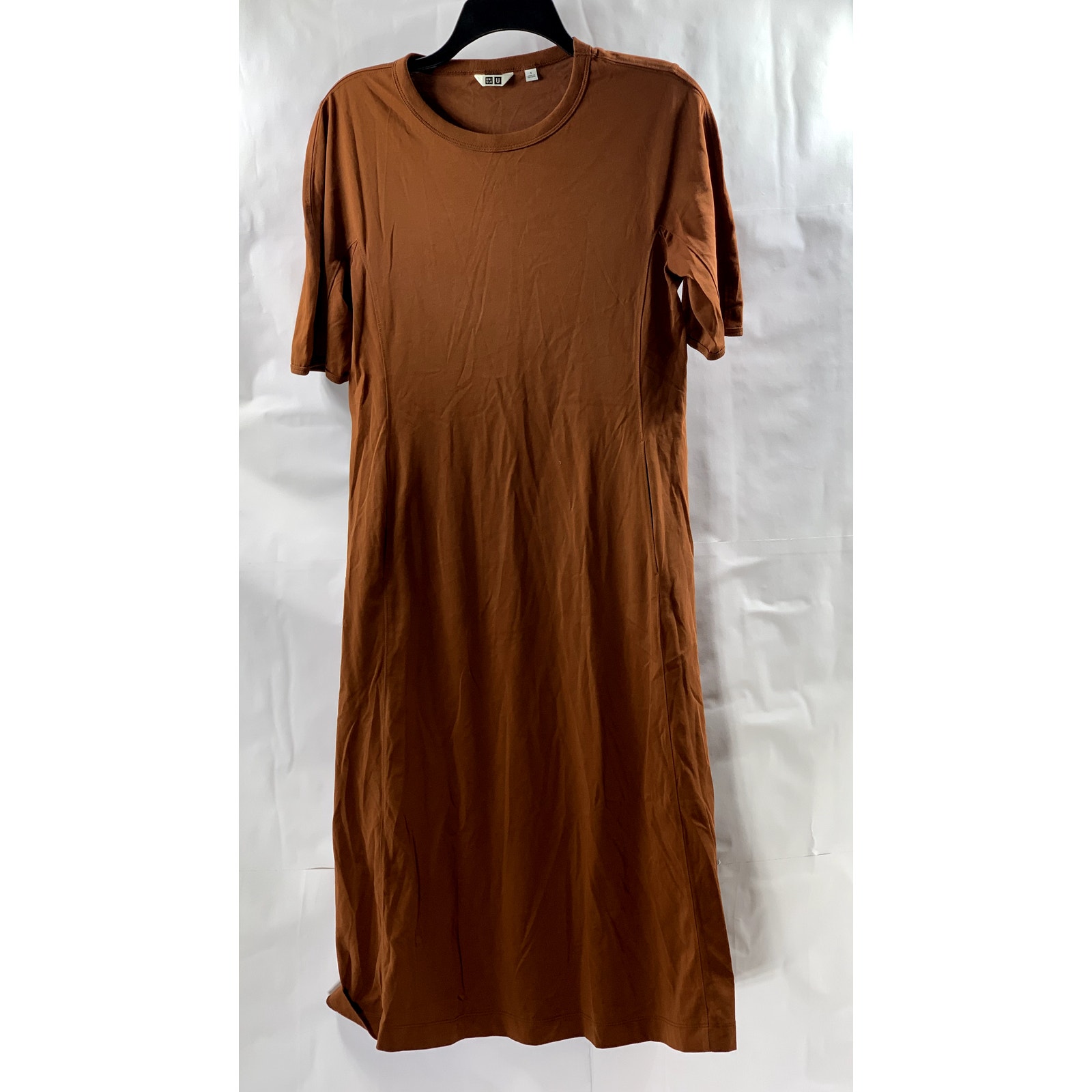 UNIQLO U Women's Burnt Orange Airism Crewneck Short Sleeve Midi Dress SZ S