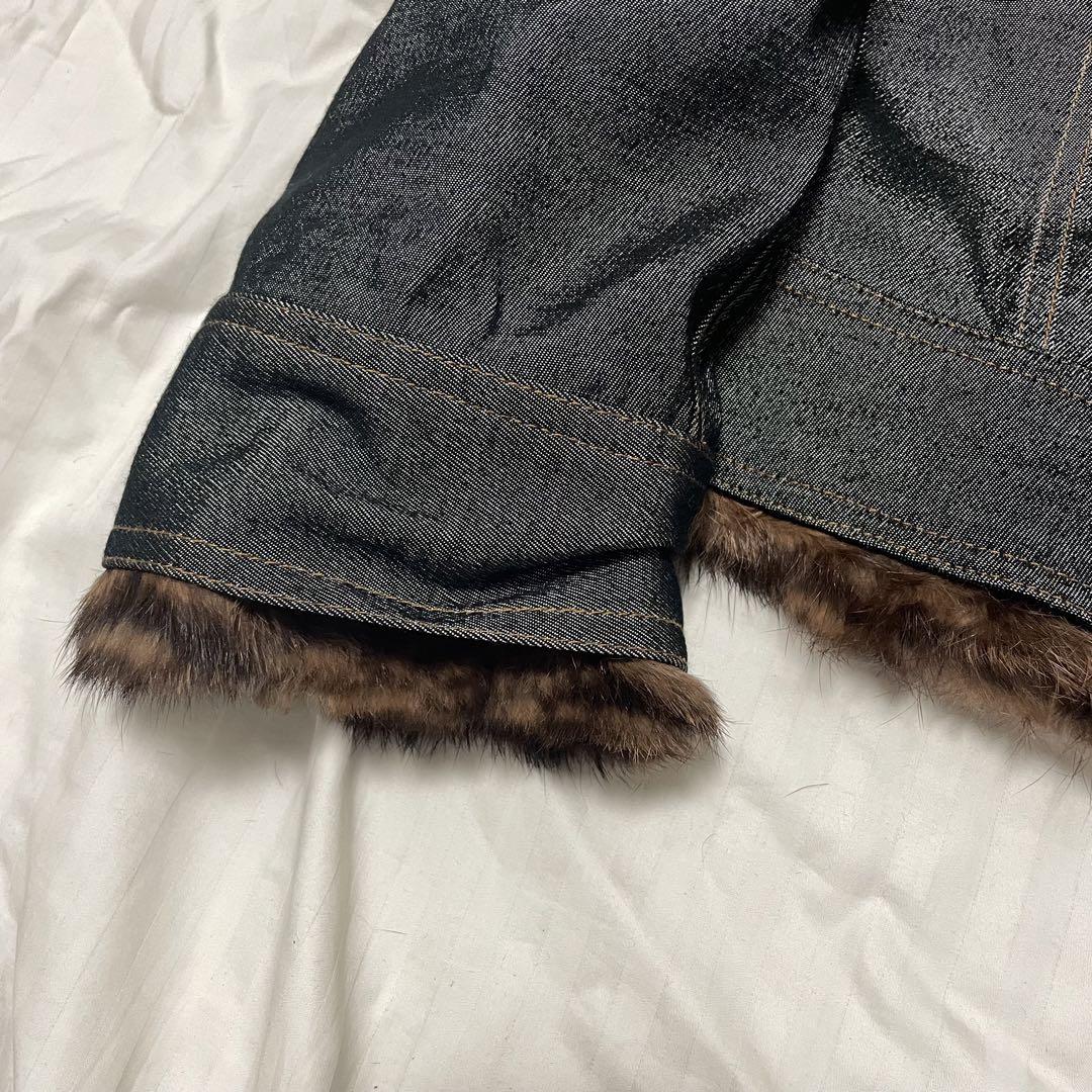 vintage 2way rabbit fur denim jacket y2k