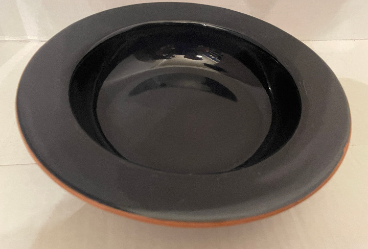 Frankoma Navy Soup Bowl w Terracotta Trim 7-3/4 Diameter x 2-3/4