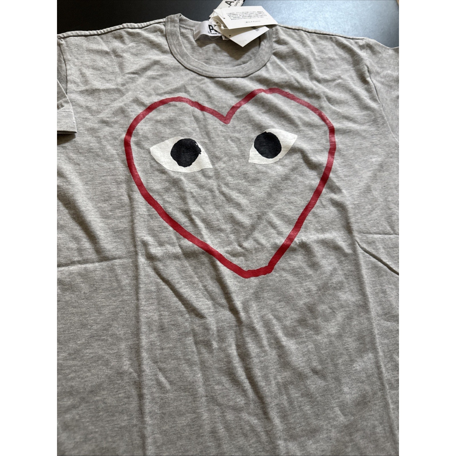 NWT CDG COMME DES GARCONS BIG HEART T-SHIRT SZ M GREY Tee