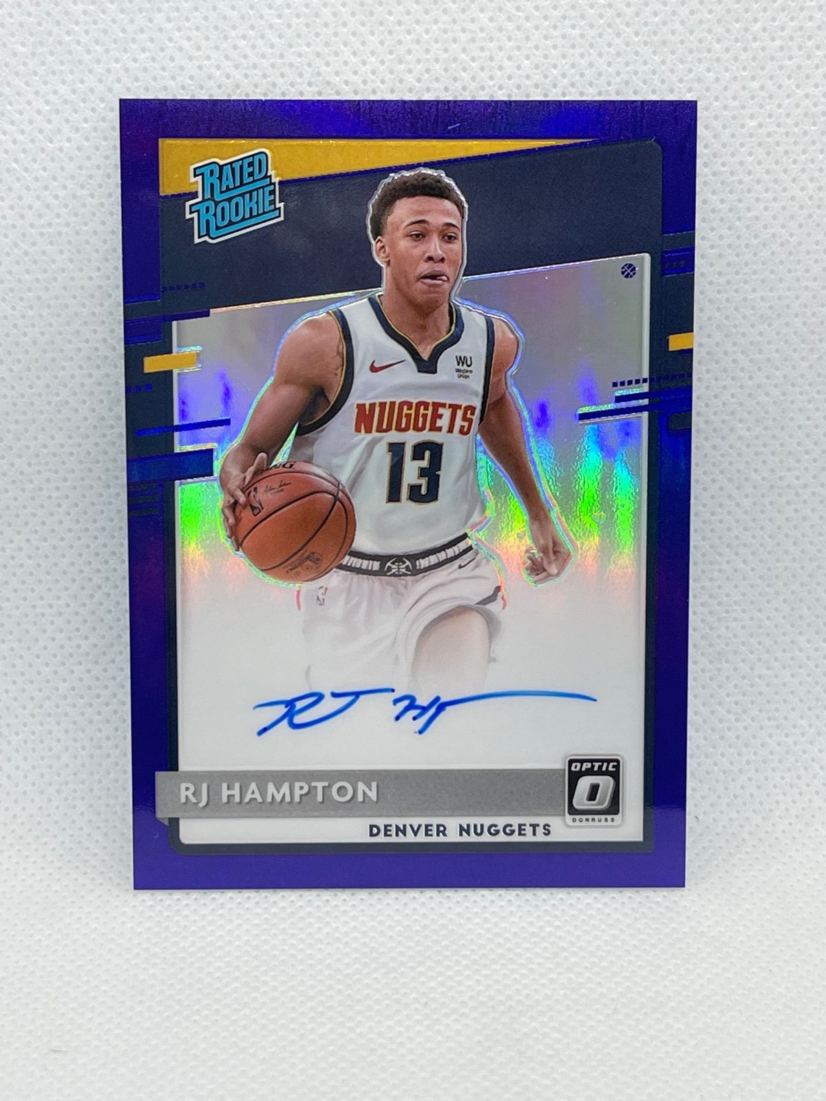 2020-21 Donruss Optic RJ Hampton PURPLE PRIZM Rated Rookie RC *ON CARD* AUTO 174