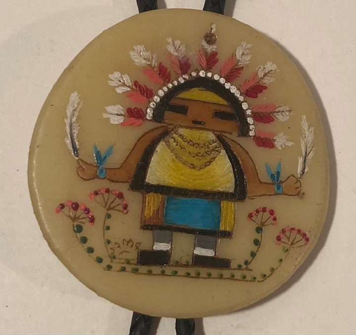 Vintage Metal Bolo Tie, Nice Round Native Design, Handcrafted, Nice Design