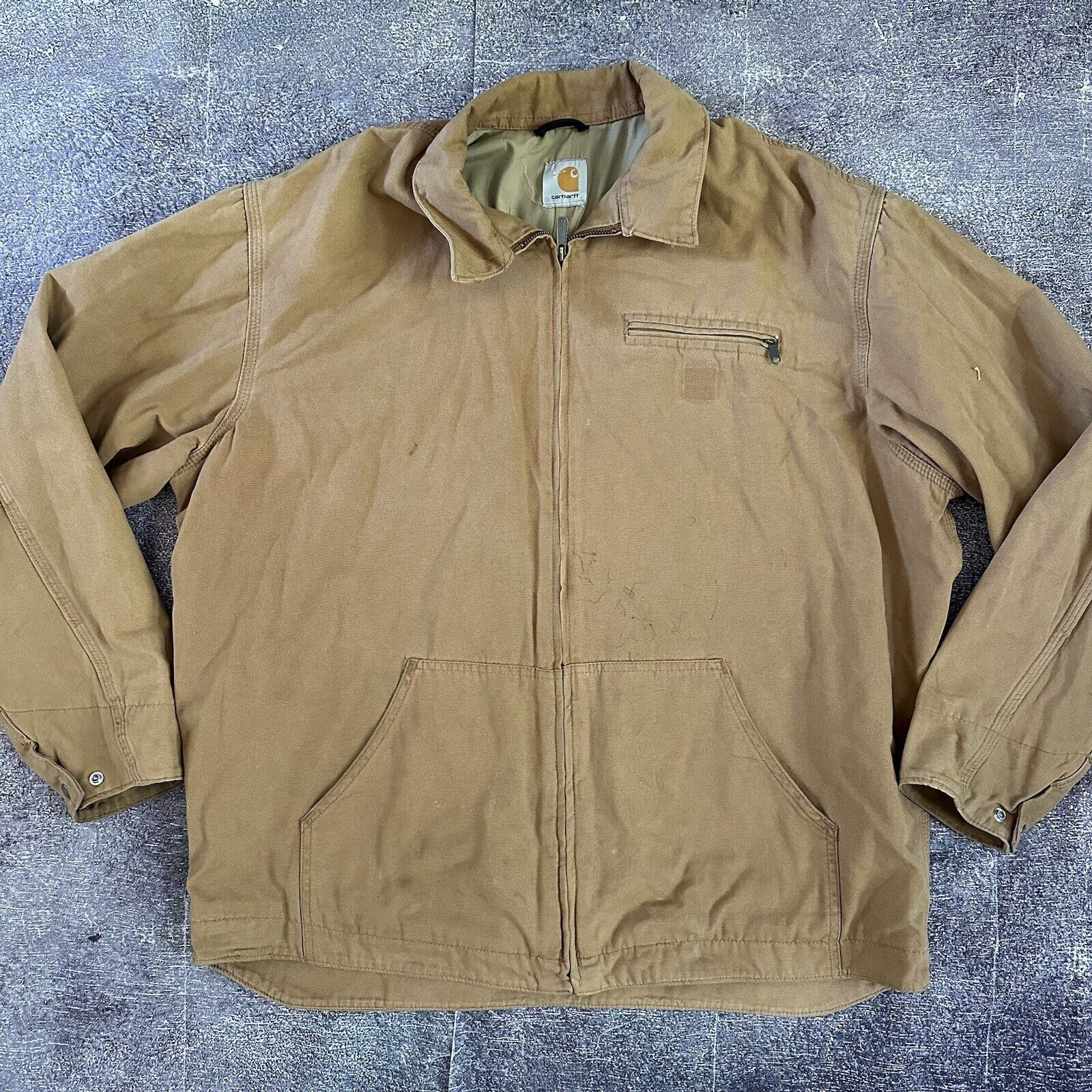 Men's Carhartt Brown Canvas Lightweight Detroit Duck Canvas Work Jacket Sz 3XL