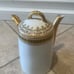 Antique J.P.L France J. Pouyat Limoges Porcelain teapot w/ side handle and lid.