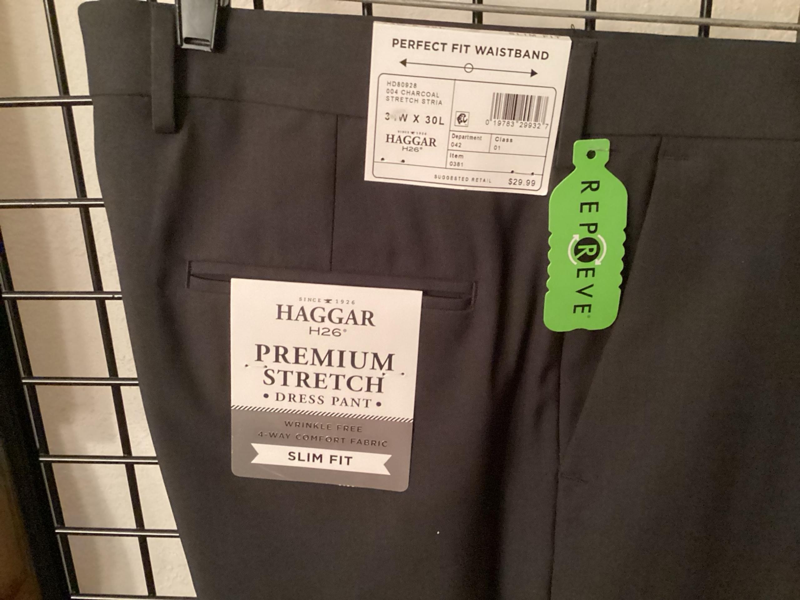 New W/Tags Haggar Premium Stretch Dress Pants Charcoal Gray 34 x 30 (Slim Fit)