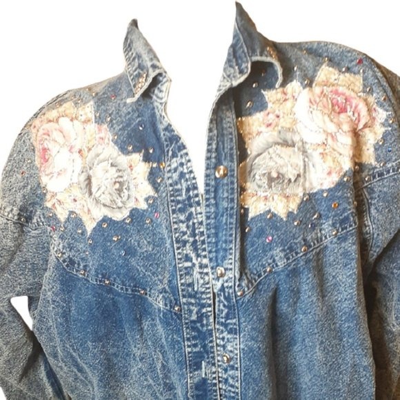 Vintage 80's floral studded/jeweled acid