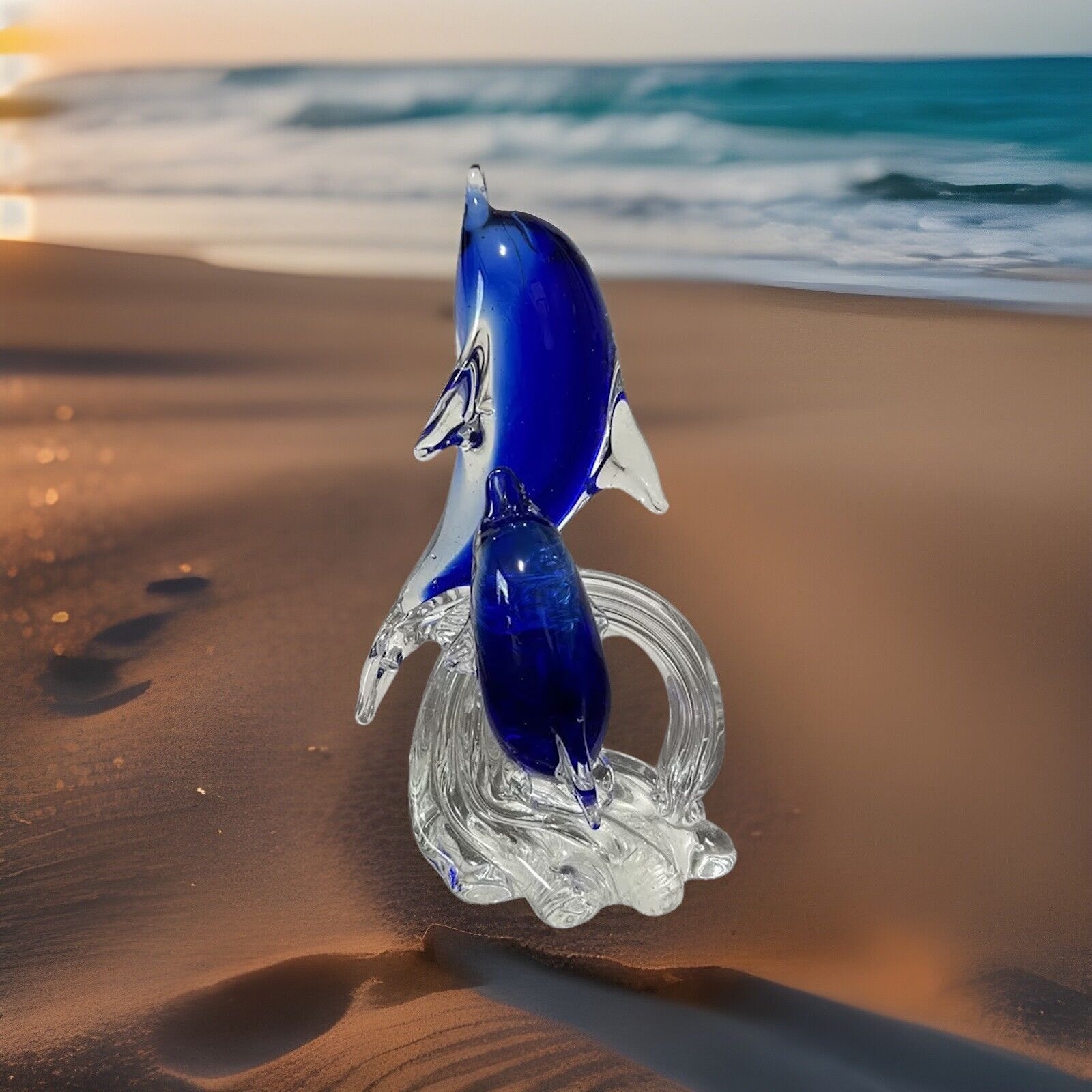 Beautiful Cobalt Blue Dolphin Art Glass