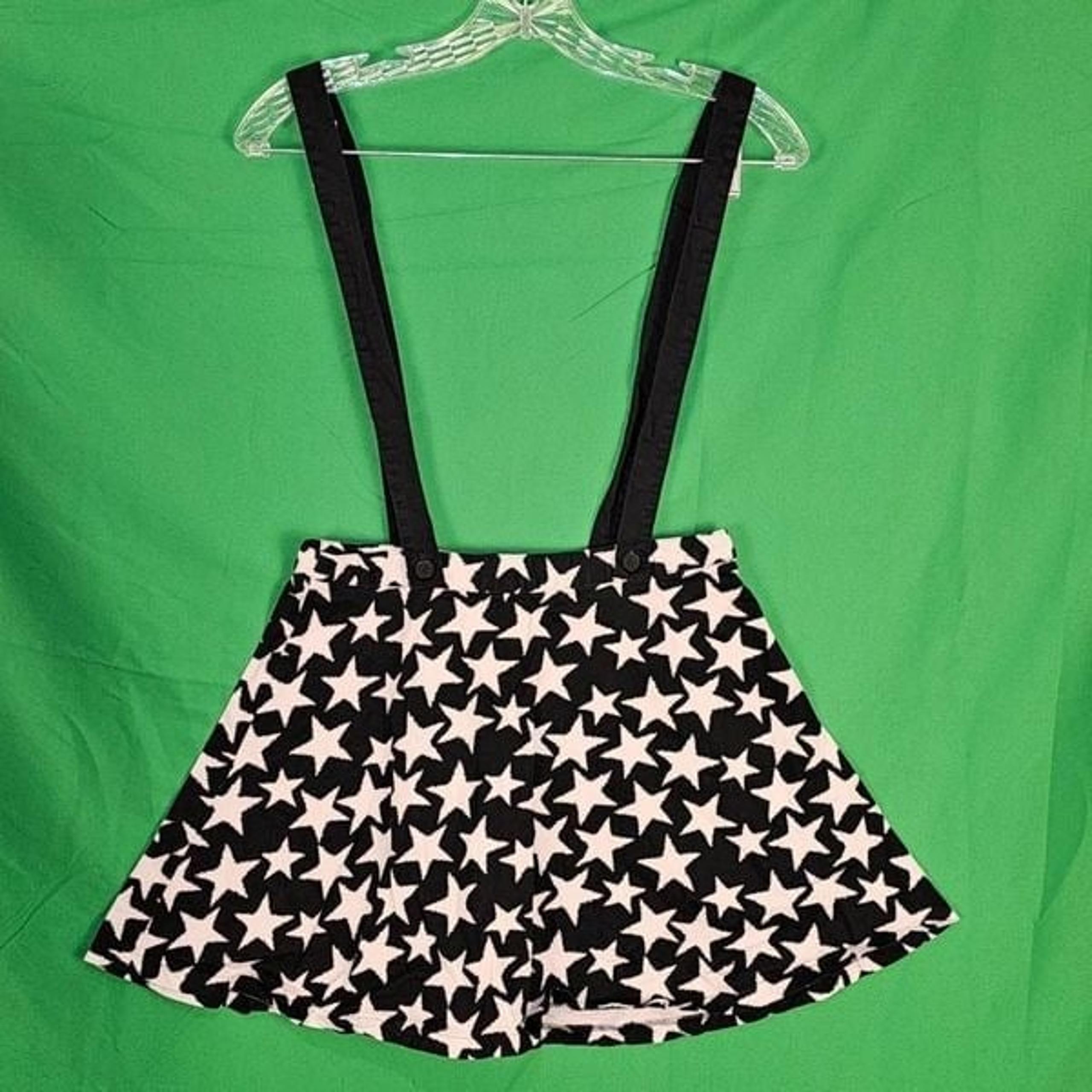 Tripp NYC Womens Black White Super Star Suspender Skirt XS