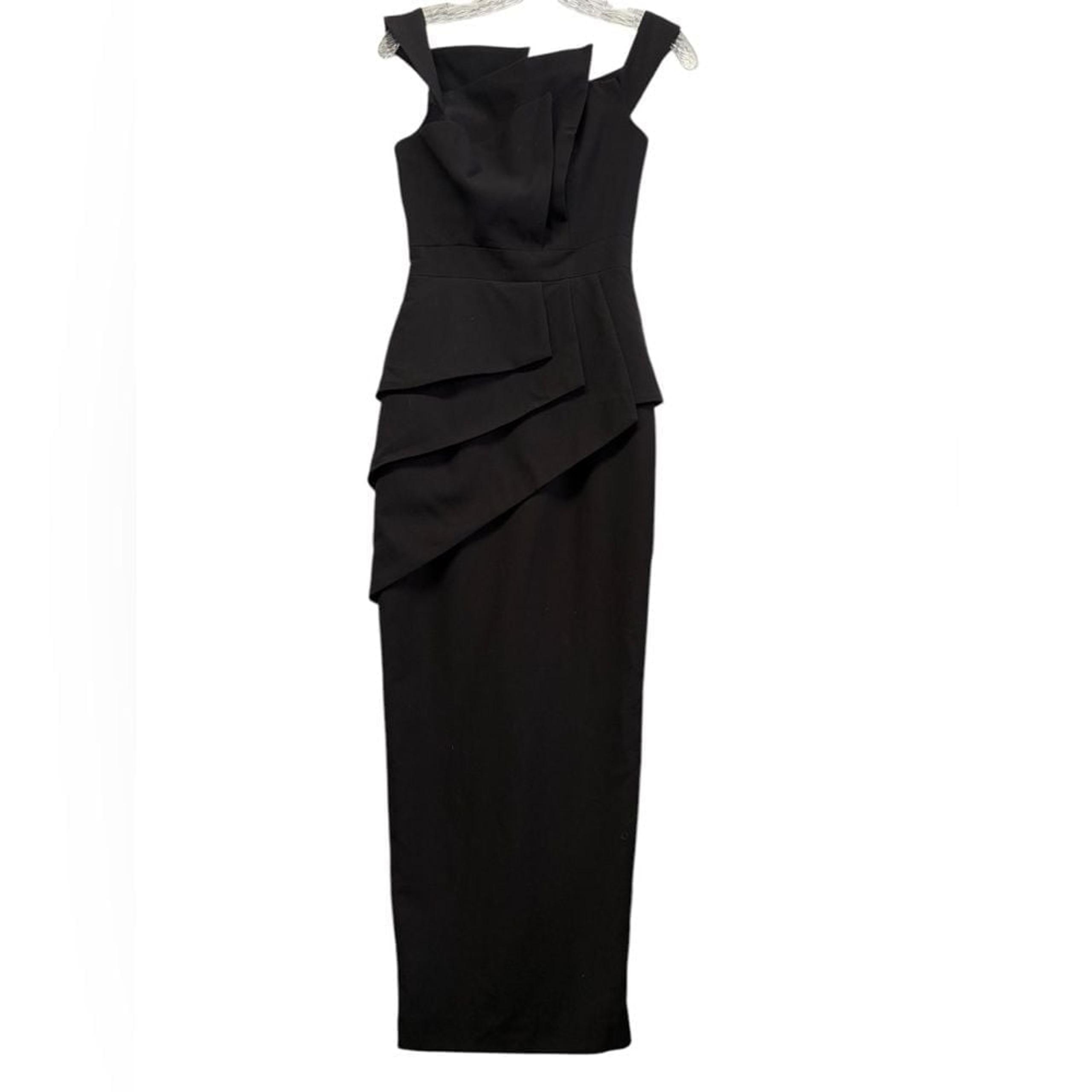 Black Halo Women's Eve La Reina Gown Black Formal Elegant Black Tie Chic Size 0